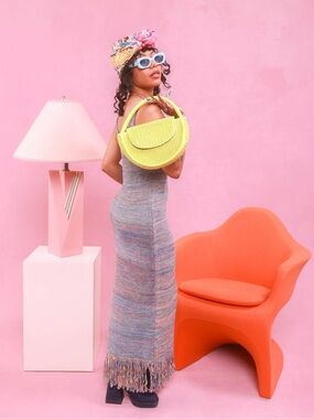 Target Future Collective Alani Noelle Multicolor Crochet Frinched Midi Dress